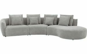 Afbeelding van een Goossens Bank Fay grijs, stof, 1,5-zits, stijlvol landelijk met chaise longue rechts