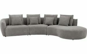 Afbeelding van een Goossens Bank Fay donkergrijs, stof, 1,5-zits, stijlvol landelijk met chaise longue rechts