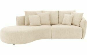 Afbeelding van een Goossens Bank Fay beige, stof, 1,5-zits, stijlvol landelijk met chaise longue links