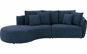 Afbeelding van een Goossens Bank Fay blauw, stof, 1,5-zits, stijlvol landelijk met chaise longue links