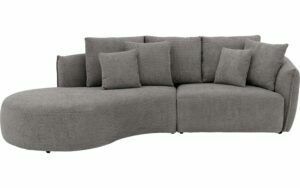 Afbeelding van een Goossens Bank Fay donkergrijs, stof, 1,5-zits, stijlvol landelijk met chaise longue links