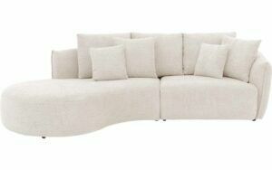 Afbeelding van een Goossens Bank Fay wit, stof, 1,5-zits, stijlvol landelijk met chaise longue rechts