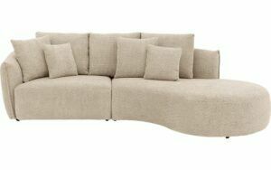 Afbeelding van een Goossens Bank Fay beige, stof, 1,5-zits, stijlvol landelijk met chaise longue rechts