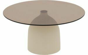 Afbeelding van een Goossens Salontafel Niva rond, glas grijs,, 70 x 36 x 70 cm