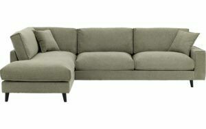 Afbeelding van een Goossens Bank Jonas groen, stof, 3,5-zits, urban industrieel met ligelement links