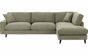 Afbeelding van een Goossens Bank Jonas groen, stof, 2,5-zits, urban industrieel met ligelement rechts