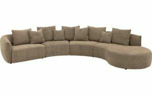 Afbeelding van een Goossens Bank Fay bruin, stof, 1,5-zits, stijlvol landelijk met chaise longue links