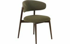 Afbeelding van een Goossens Stoel Diede met Massief Houten Frame groen stof leuning, stijlvol landelijk