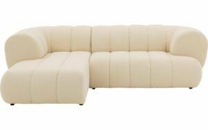 Afbeelding van een Goossens Bank Weave wit, stof, 2,5-zits, met ligelement links