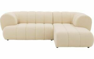 Afbeelding van een Goossens Bank Weave wit, stof, 2,5-zits, met ligelement rechts