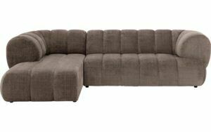 Afbeelding van een Goossens Bank Weave bruin, stof, 2,5-zits, met ligelement links