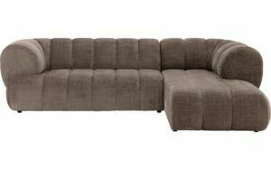 Afbeelding van een Goossens Bank Weave bruin, stof, 2,5-zits, met ligelement rechts