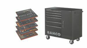 Afbeelding van een Bahco Gereedschapswagen 'classic' C75 40" met 6 lades en opbergkast | zwart | gevuld 187-delig - 1475KXL6CBK-FF6