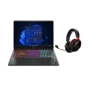 Afbeelding van een HP Omen Transcend 14-fb0090nd + Hyperx Cloud Iii Draadloze Headset - 14 Inch Intel Core Ultra 9 32 Gb 1 Tb Geforce Rtx 4070