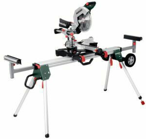 Afbeelding van een Metabo Afkortzaag KGS 305 M met trekfunctie | nieuwste model + KSU 401 onderstel - 691216000