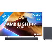Afbeelding van een Philips Ambilight 55'' OLED760 4K (2025) + JBL Bar 2.1 Deep Bass M2 Zwart