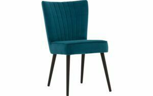 Afbeelding van een Goossens Eetkamerstoel Rob blauw velvet stof leuning, urban industrieel