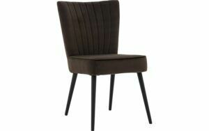 Afbeelding van een Goossens Eetkamerstoel Rob bruin velvet stof leuning, urban industrieel