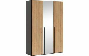 Afbeelding van een Goossens Kledingkast Easy Storage Ddk, Kledingkast 153 cm breed, 220 cm hoog, 2x draaideur en 1x spiegel draaideur midden