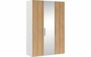 Afbeelding van een Goossens Kledingkast Easy Storage Ddk, Kledingkast 153 cm breed, 220 cm hoog, 2x draaideur en 1x spiegel draaideur midden