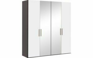 Afbeelding van een Goossens Kledingkast Easy Storage Ddk, Kledingkast 203 cm breed, 220 cm hoog, 2x draaideur en 2x spiegel draaideur midden