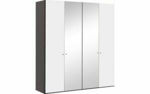 Afbeelding van een Goossens Kledingkast Easy Storage Ddk, Kledingkast 203 cm breed, 220 cm hoog, 2x draaideur en 2x spiegel draaideur midden