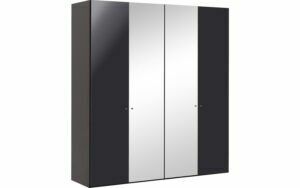 Afbeelding van een Goossens Kledingkast Easy Storage Ddk, Kledingkast 203 cm breed, 220 cm hoog, 2x draaideur en 2x spiegel draaideur midden