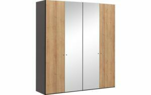 Afbeelding van een Goossens Kledingkast Easy Storage Ddk, Kledingkast 203 cm breed, 220 cm hoog, 2x draaideur en 2x spiegel draaideur midden