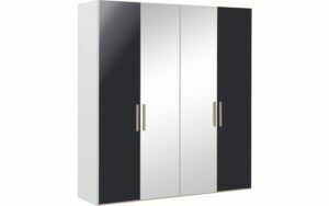 Afbeelding van een Goossens Kledingkast Easy Storage Ddk, Kledingkast 203 cm breed, 220 cm hoog, 2x draaideur en 2x spiegel draaideur midden
