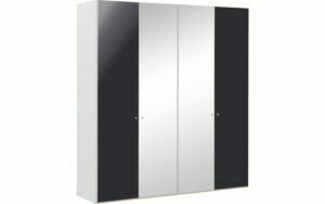 Afbeelding van een Goossens Kledingkast Easy Storage Ddk, Kledingkast 203 cm breed, 220 cm hoog, 2x draaideur en 2x spiegel draaideur midden