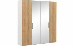 Afbeelding van een Goossens Kledingkast Easy Storage Ddk, Kledingkast 203 cm breed, 220 cm hoog, 2x draaideur en 2x spiegel draaideur midden