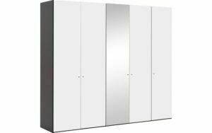 Afbeelding van een Goossens Kledingkast Easy Storage Ddk, Kledingkast 253 cm breed, 220 cm hoog, 4x draaideur en 1x spiegel draaideur midden