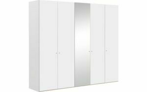 Afbeelding van een Goossens Kledingkast Easy Storage Ddk, Kledingkast 253 cm breed, 220 cm hoog, 4x draaideur en 1x spiegel draaideur midden