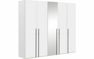 Afbeelding van een Goossens Kledingkast Easy Storage Ddk, Kledingkast 253 cm breed, 220 cm hoog, 4x draaideur en 1x spiegel draaideur midden