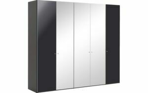 Afbeelding van een Goossens Kledingkast Easy Storage Ddk, Kledingkast 253 cm breed, 220 cm hoog, 2x draaideur en 3x spiegel draaideur midden