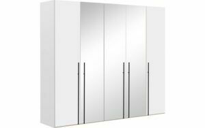 Afbeelding van een Goossens Kledingkast Easy Storage Ddk, Kledingkast 253 cm breed, 220 cm hoog, 2x draaideur en 3x spiegel draaideur midden