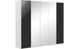 Afbeelding van een Goossens Kledingkast Easy Storage Ddk, Kledingkast 253 cm breed, 220 cm hoog, 4x draaideur en 1x spiegel draaideur midden