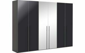 Afbeelding van een Goossens Kledingkast Easy Storage Ddk, Kledingkast 304 cm breed, 220 cm hoog, 4x draaideur en 2x spiegel draaideur midden