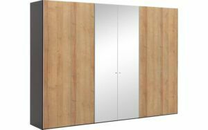 Afbeelding van een Goossens Kledingkast Easy Storage Ddk, Kledingkast 304 cm breed, 220 cm hoog, 4x draaideur en 2x spiegel draaideur midden