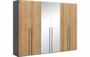 Afbeelding van een Goossens Kledingkast Easy Storage Ddk, Kledingkast 304 cm breed, 220 cm hoog, 4x draaideur en 2x spiegel draaideur midden