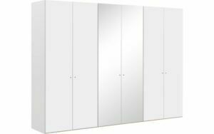 Afbeelding van een Goossens Kledingkast Easy Storage Ddk, Kledingkast 304 cm breed, 220 cm hoog, 4x draaideur en 2x spiegel draaideur midden