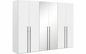 Afbeelding van een Goossens Kledingkast Easy Storage Ddk, Kledingkast 304 cm breed, 220 cm hoog, 4x draaideur en 2x spiegel draaideur midden