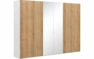 Afbeelding van een Goossens Kledingkast Easy Storage Ddk, Kledingkast 304 cm breed, 220 cm hoog, 4x draaideur en 2x spiegel draaideur midden