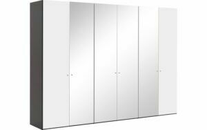 Afbeelding van een Goossens Kledingkast Easy Storage Ddk, Kledingkast 304 cm breed, 220 cm hoog, 2x draaideur en 4x spiegel draaideur midden