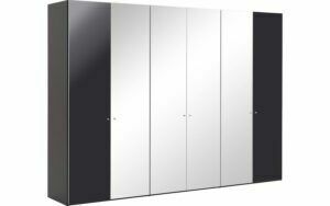 Afbeelding van een Goossens Kledingkast Easy Storage Ddk, Kledingkast 304 cm breed, 220 cm hoog, 2x draaideur en 4x spiegel draaideur midden