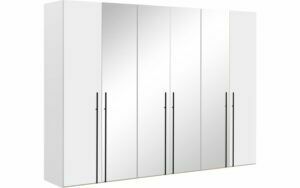 Afbeelding van een Goossens Kledingkast Easy Storage Ddk, Kledingkast 304 cm breed, 220 cm hoog, 2x draaideur en 4x spiegel draaideur midden