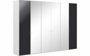 Afbeelding van een Goossens Kledingkast Easy Storage Ddk, Kledingkast 304 cm breed, 220 cm hoog, 2x draaideur en 4x spiegel draaideur midden