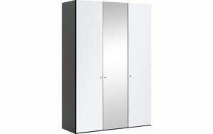 Afbeelding van een Goossens Kledingkast Easy Storage Ddk, Kledingkast 153 cm breed, 220 cm hoog, 2x glas draaideur en 1x spiegel draaideur midden