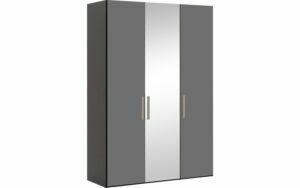 Afbeelding van een Goossens Kledingkast Easy Storage Ddk, Kledingkast 153 cm breed, 220 cm hoog, 2x glas draaideur en 1x spiegel draaideur midden