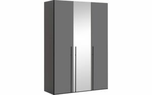 Afbeelding van een Goossens Kledingkast Easy Storage Ddk, Kledingkast 153 cm breed, 220 cm hoog, 2x glas draaideur en 1x spiegel draaideur midden